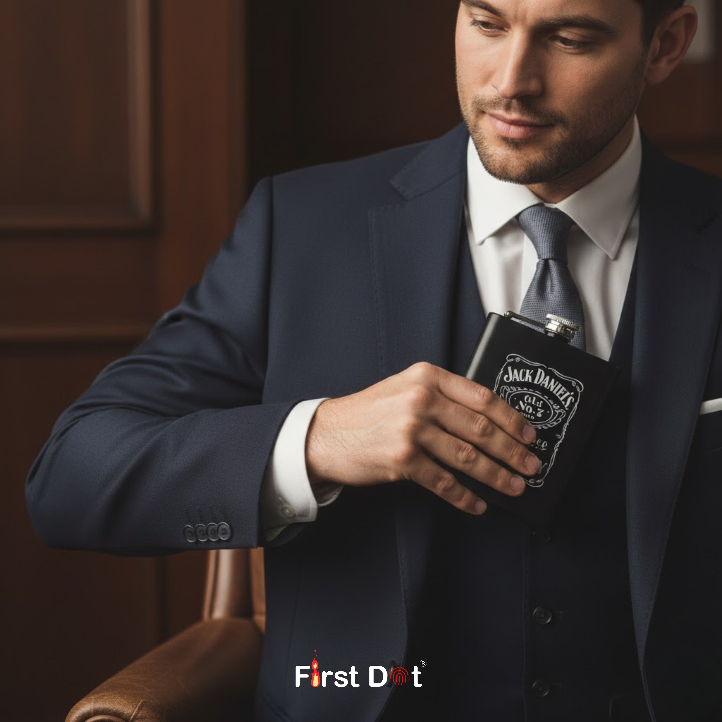 Classic Black Hip Flask 8oz