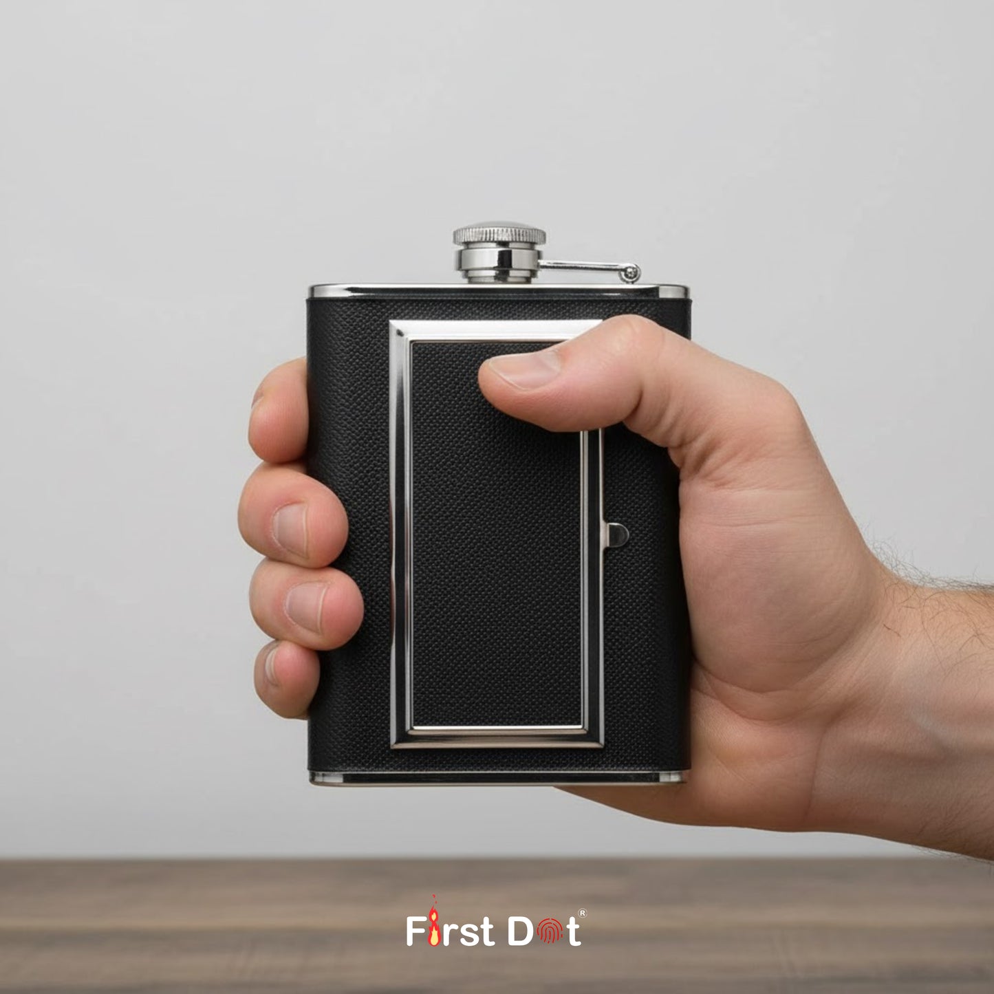 Metal Hip Flask with Hidden Cigarette Case | Flask for Travel 8oz