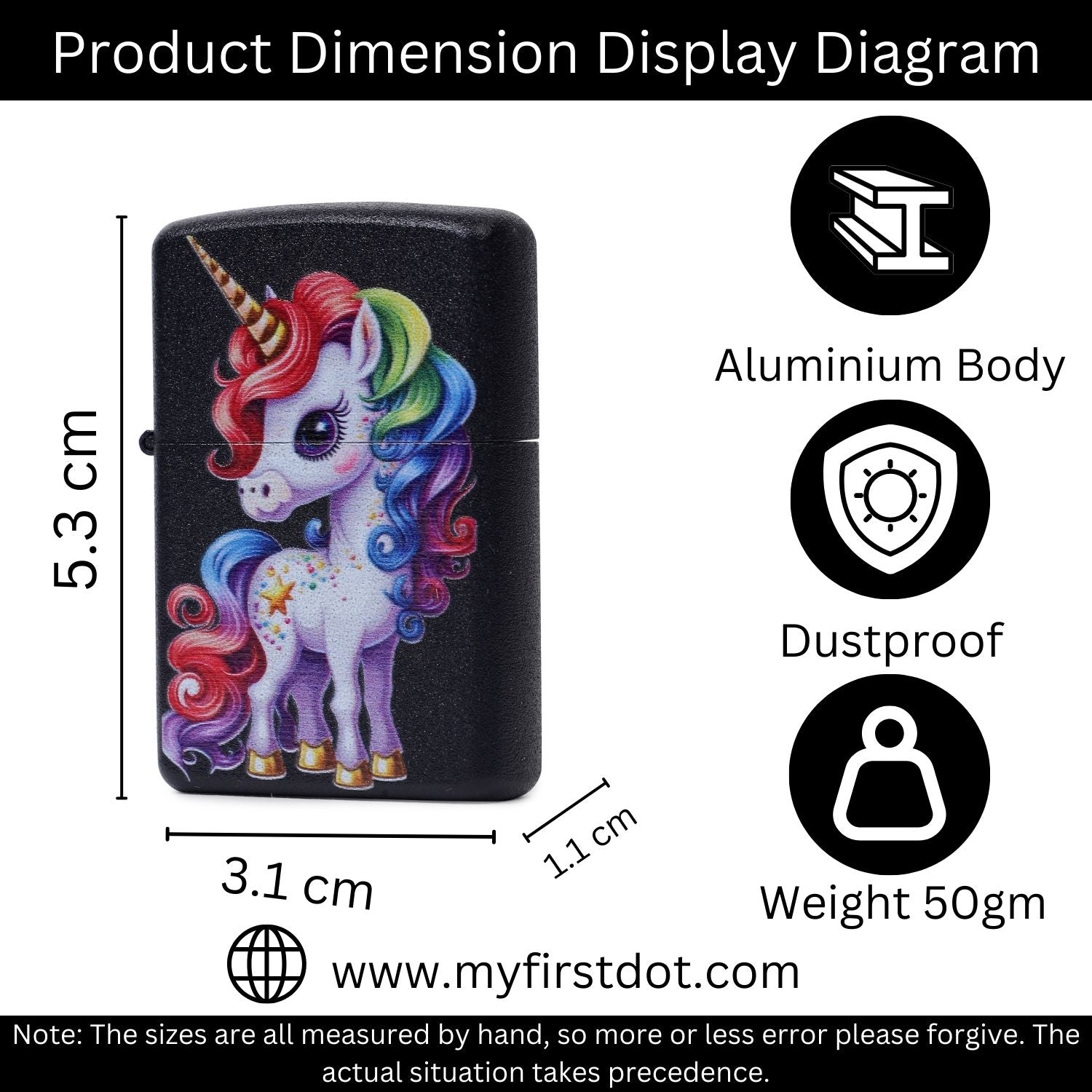 First Dot Anime Cute Rainbow Unicorn Windproof Cigarette Lighter