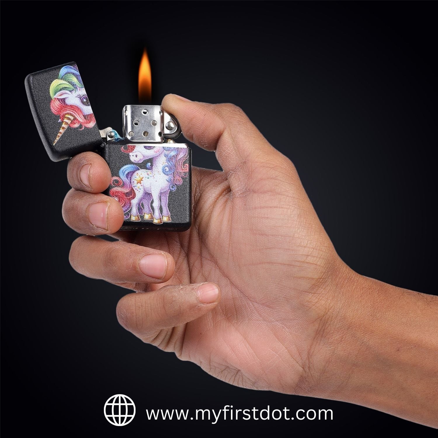 First Dot Anime Cute Rainbow Unicorn Windproof Cigarette Lighter