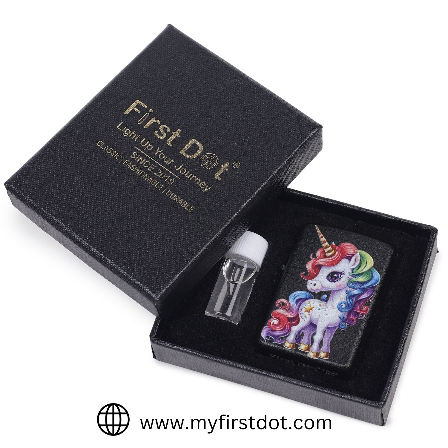 First Dot Anime Cute Rainbow Unicorn Windproof Cigarette Lighter