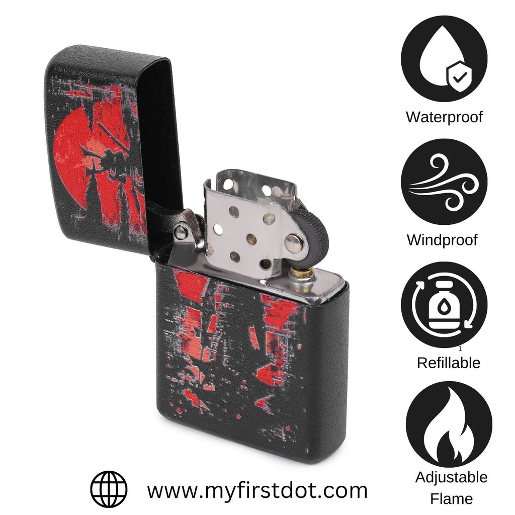 First Dot Samurai Red Sun Windproof Cigarette Lighter