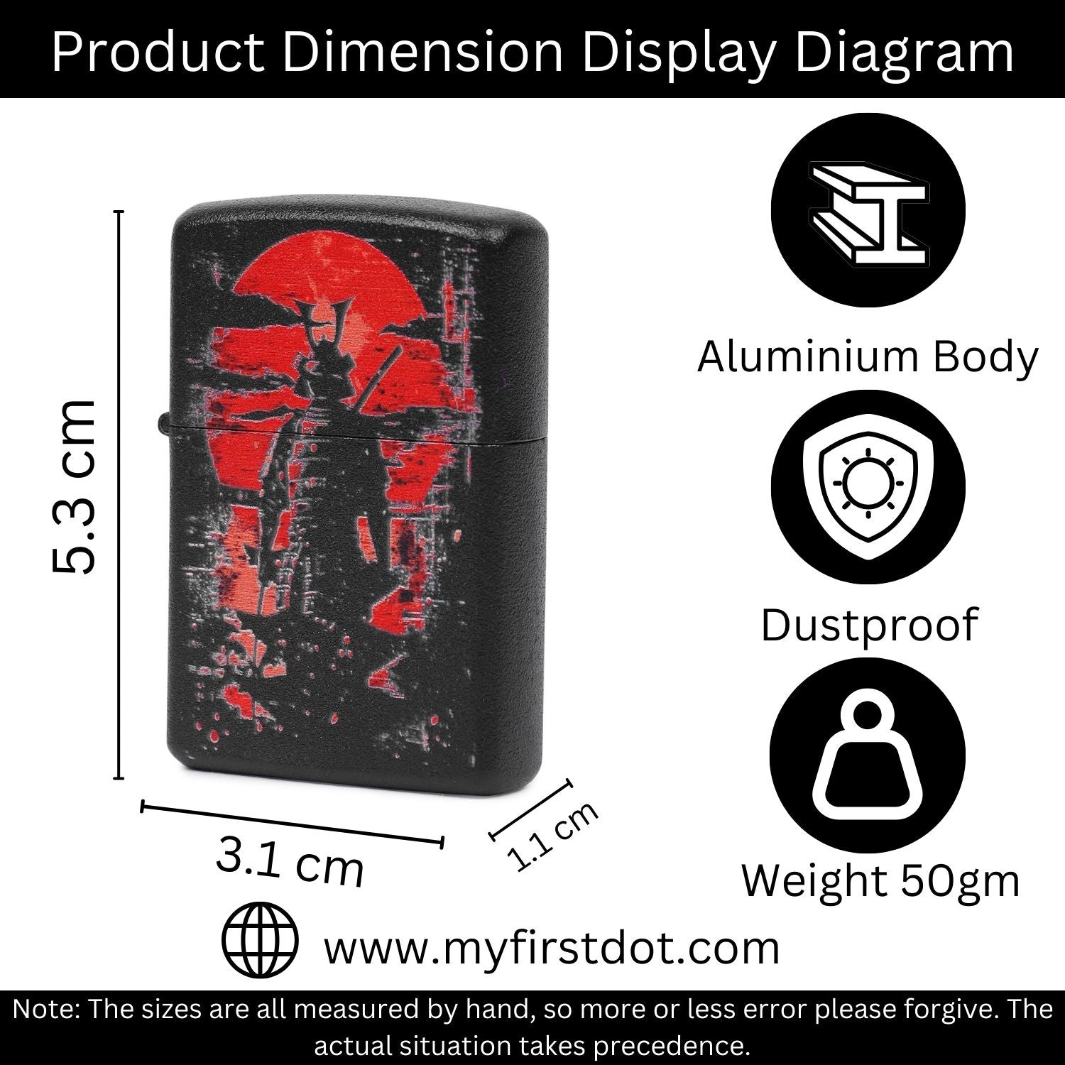 First Dot Samurai Red Sun Windproof Cigarette Lighter