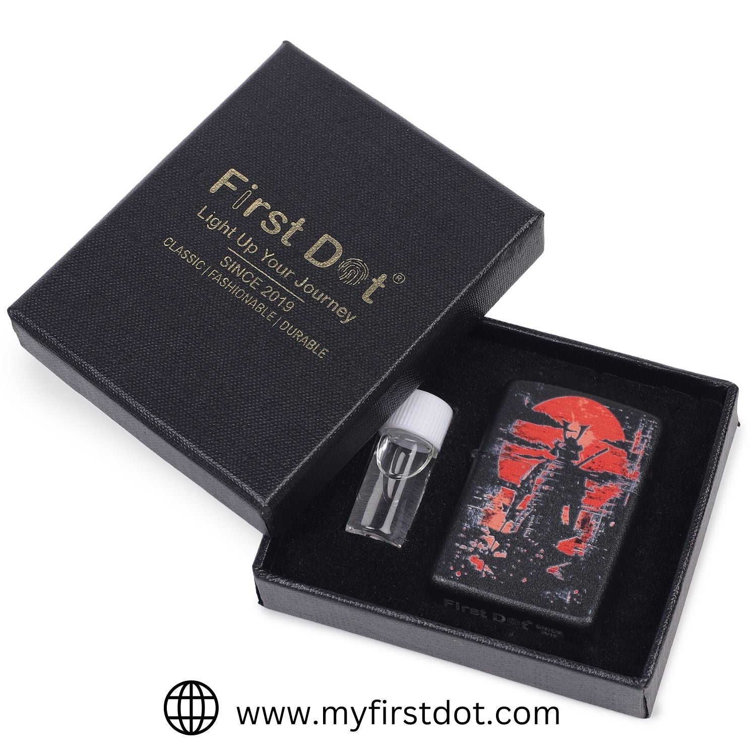 First Dot Samurai Red Sun Windproof Cigarette Lighter