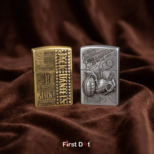 (Pack of 2) Classic Metal Gas Lighter Combo