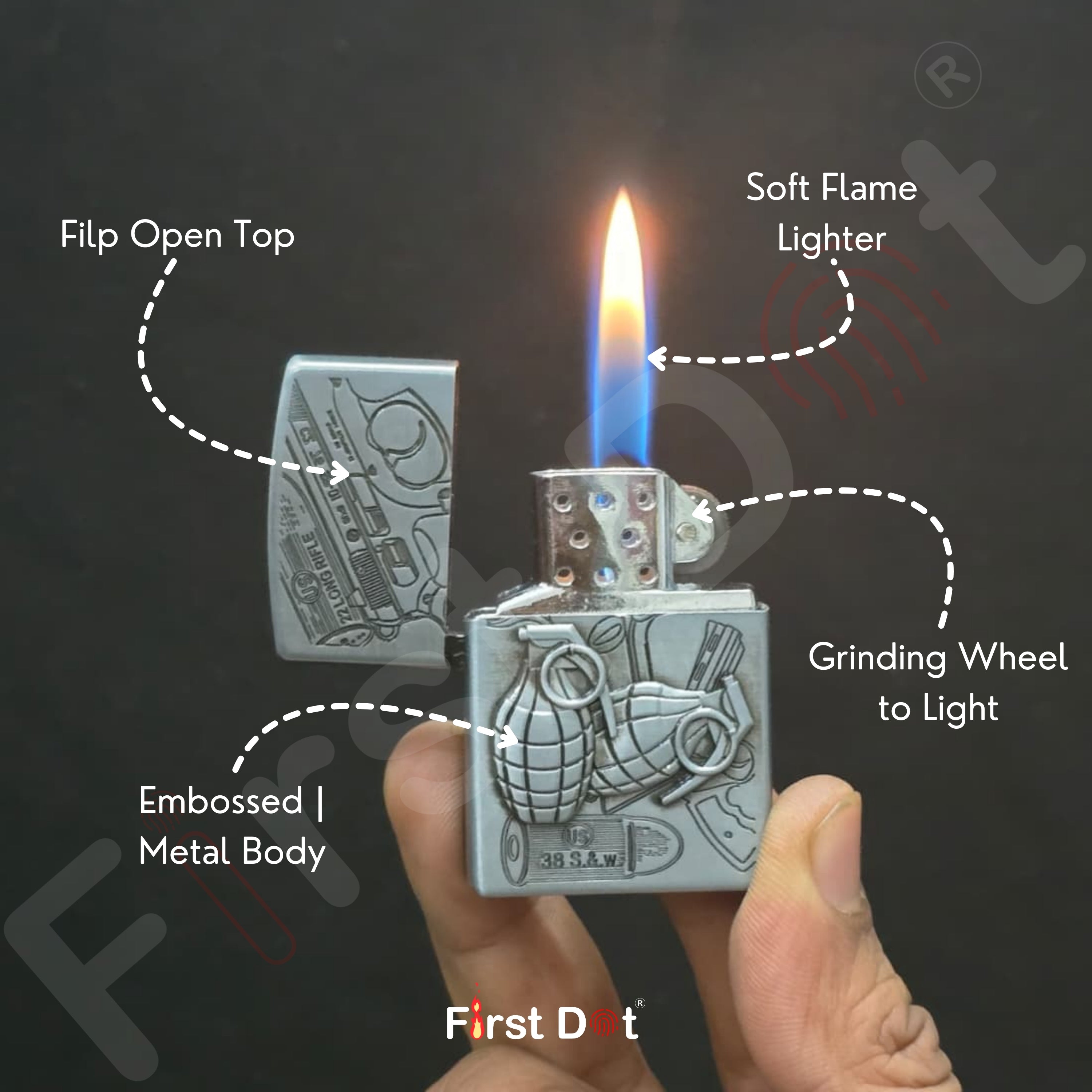 (Pack of 2) Classic Metal Gas Lighter Combo