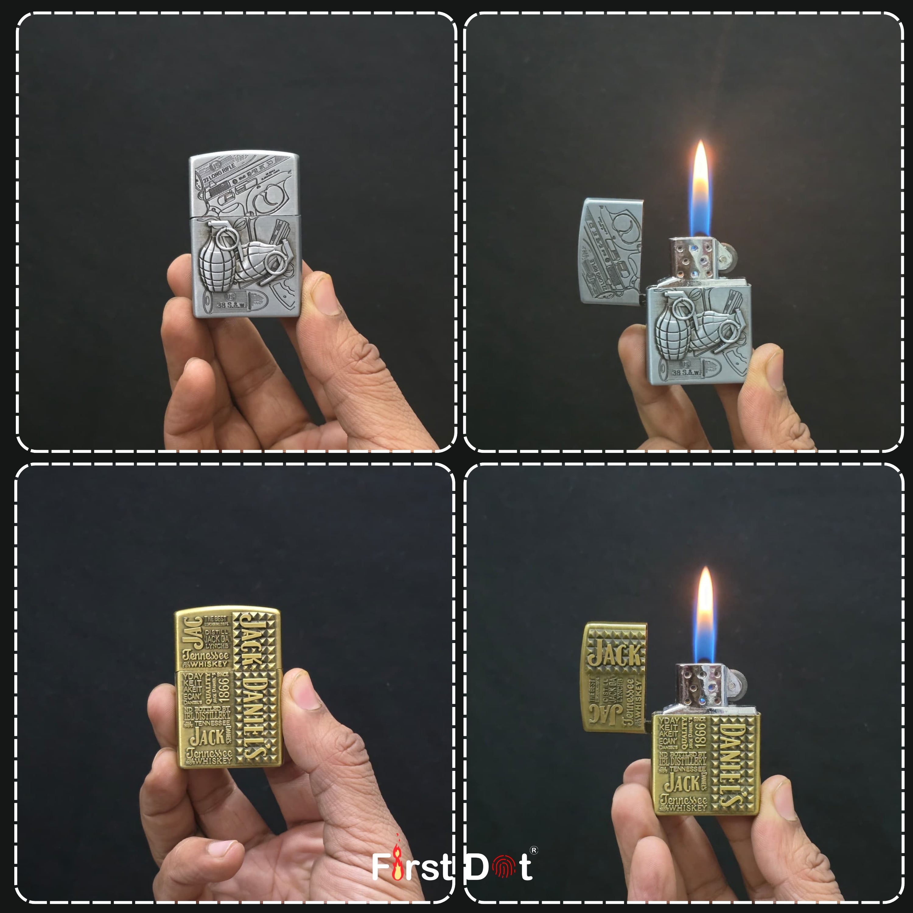 (Pack of 2) Classic Metal Gas Lighter Combo