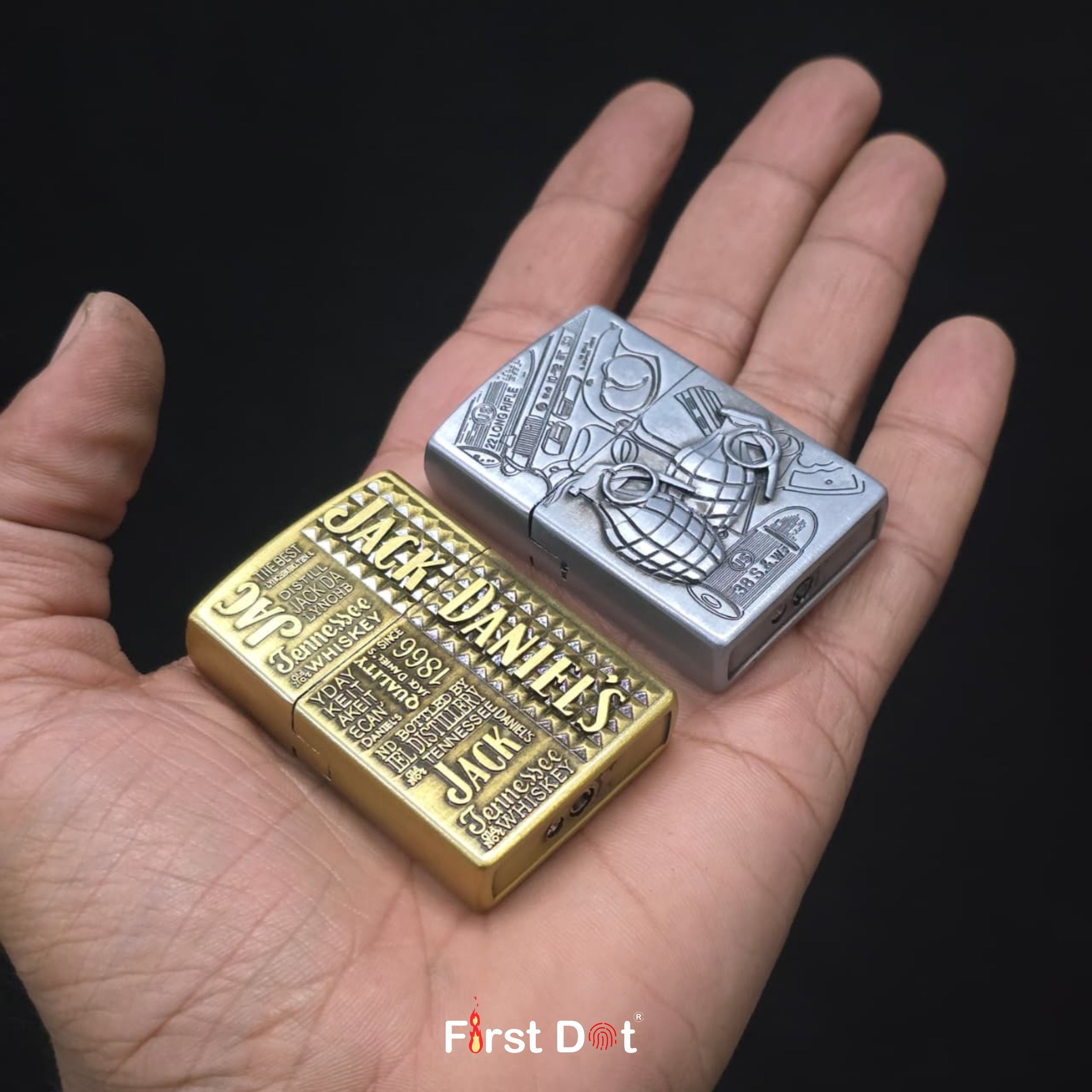 (Pack of 2) Classic Metal Gas Lighter Combo