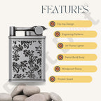 Embossed Leaf Pattern Slim Jet Fire Cigar Windproof Lighter
