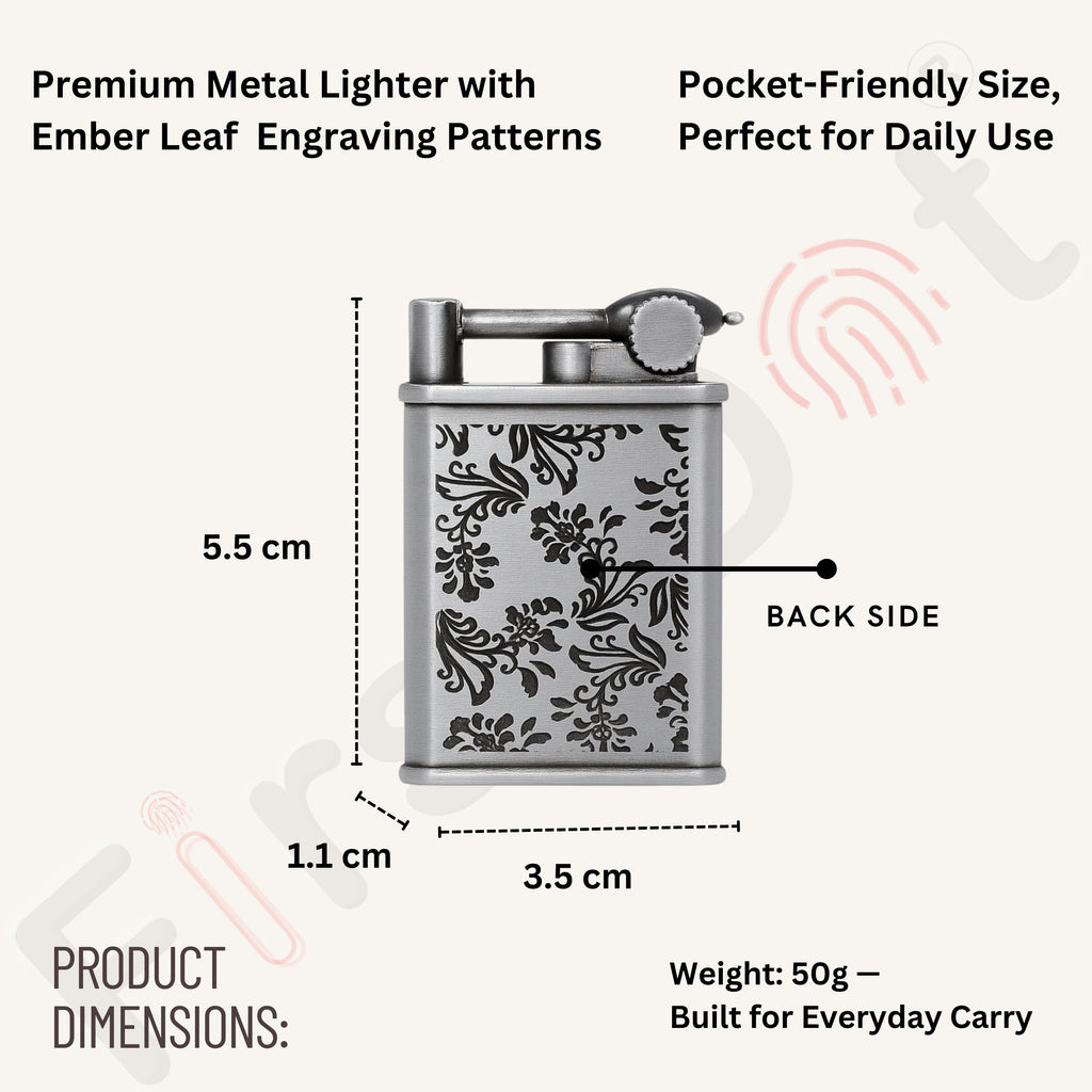 Embossed Leaf Pattern Slim Jet Fire Cigar Windproof Lighter