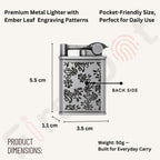 Embossed Leaf Pattern Slim Jet Fire Cigar Windproof Lighter