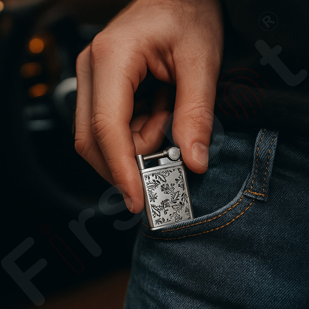 Embossed Leaf Pattern Slim Jet Fire Cigar Windproof Lighter