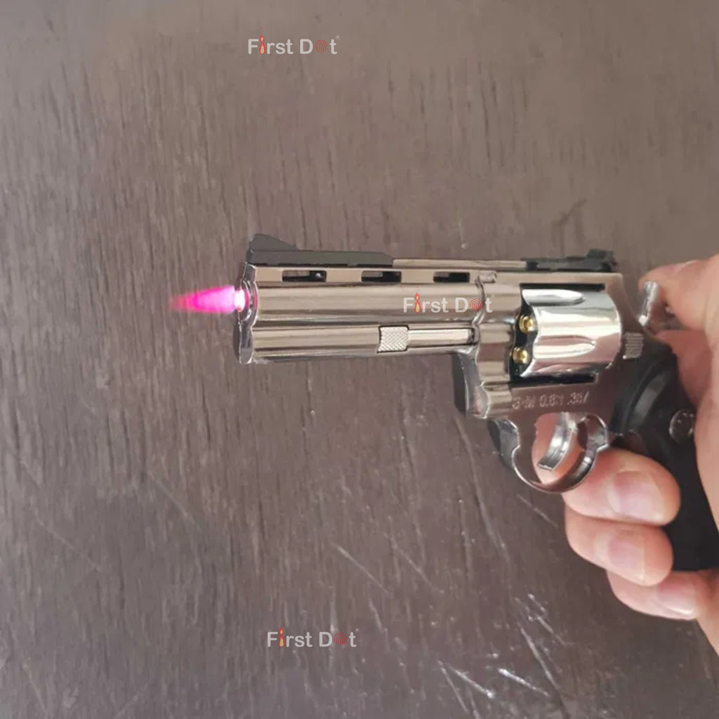 Windproof Revolver Gun Lighter – Refillable Jet Torch Flame