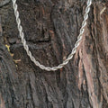 Silver rope chain on a textured wooden surface First dot Silver Rope Chain for Men – Classic Stylish Necklace