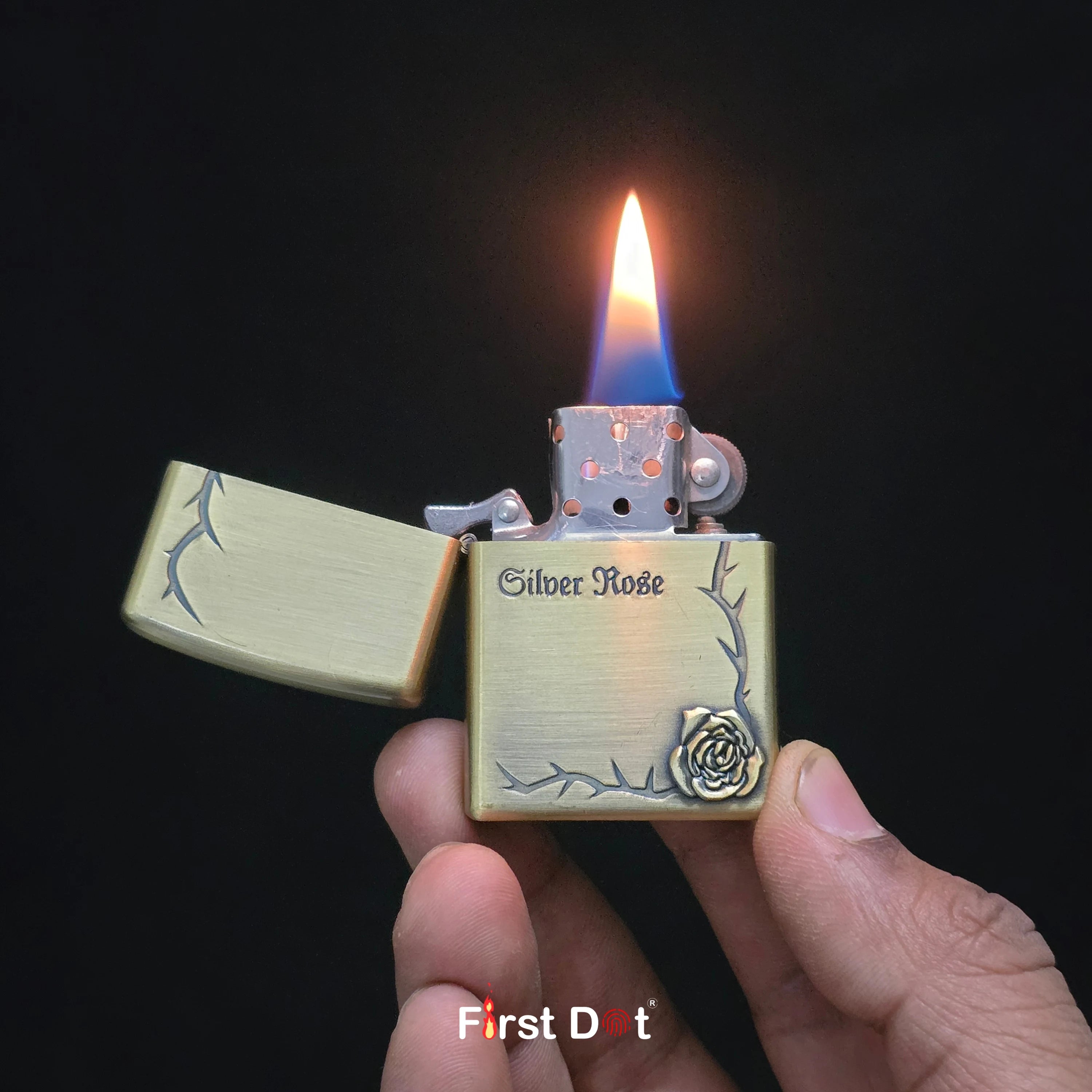Silver Rose Series Fluid Liquid Lighter