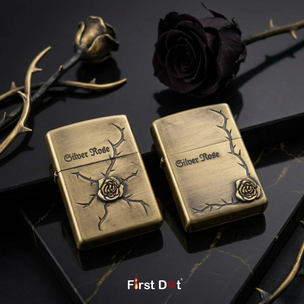 Silver Rose Series Fluid Liquid Lighter