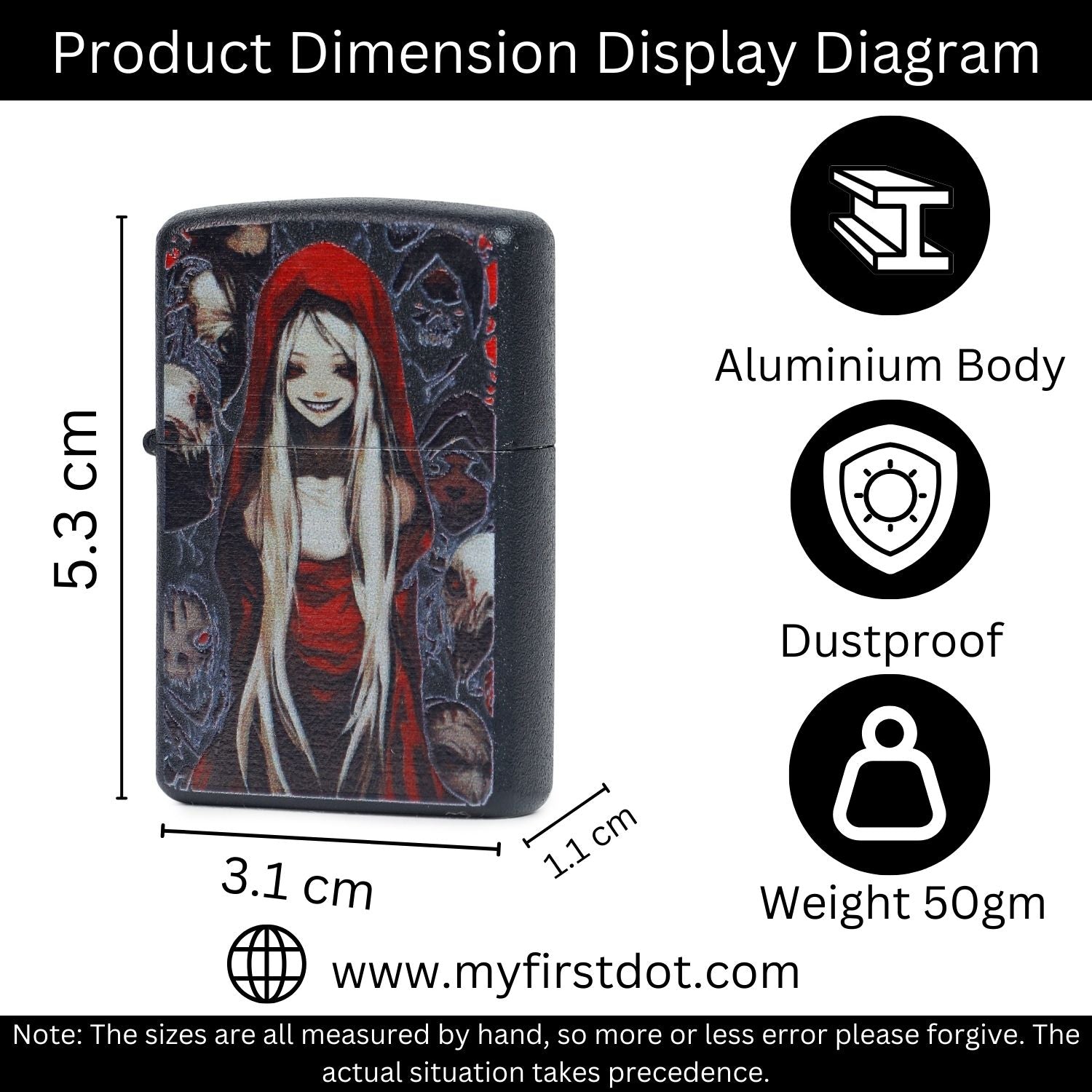 First Dot Gothic Red Hood Windproof Cigarette Lighter