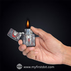 First Dot Gothic Red Hood Windproof Cigarette Lighter