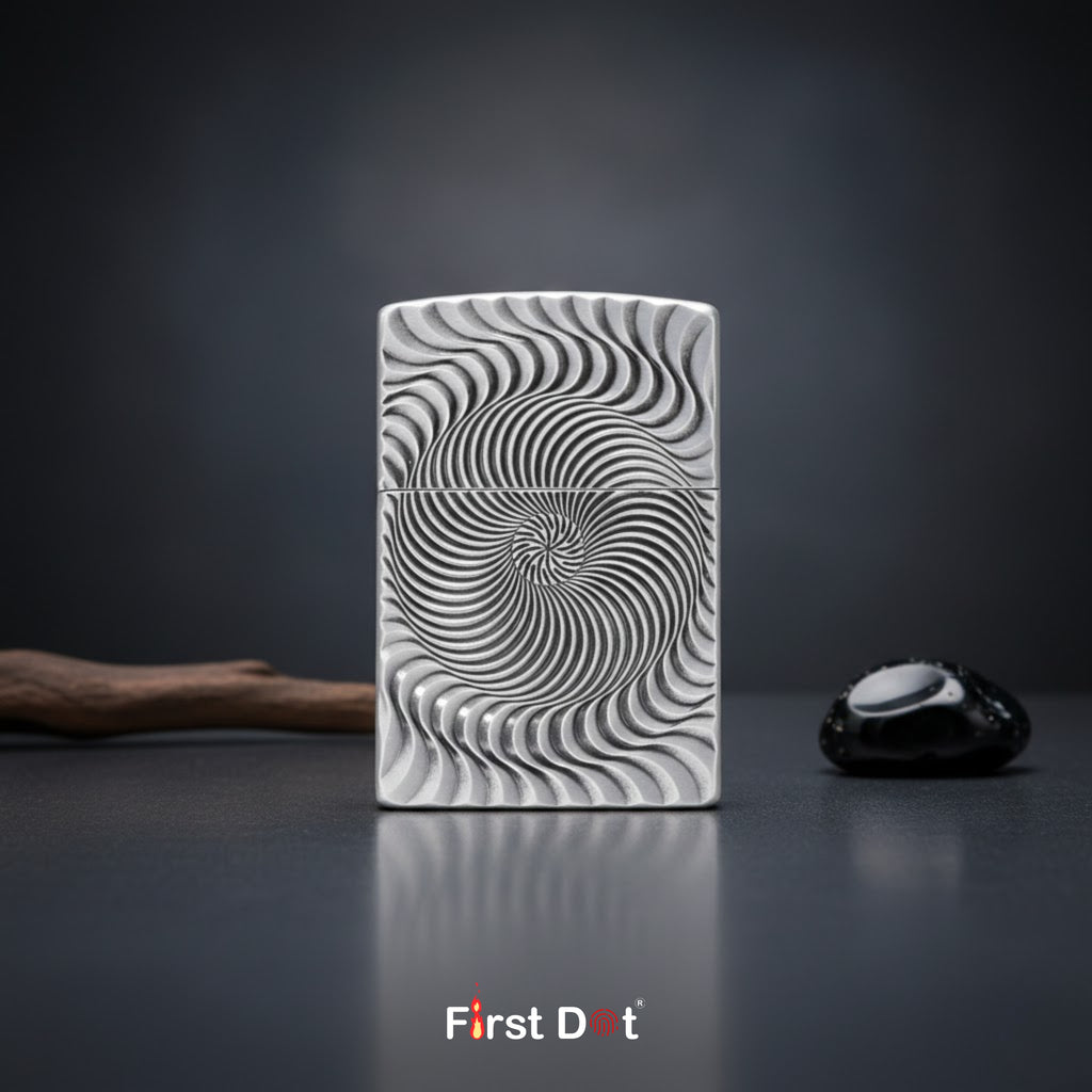 Spiral Engraved Cigarette Lighter | Windproof Metal Body