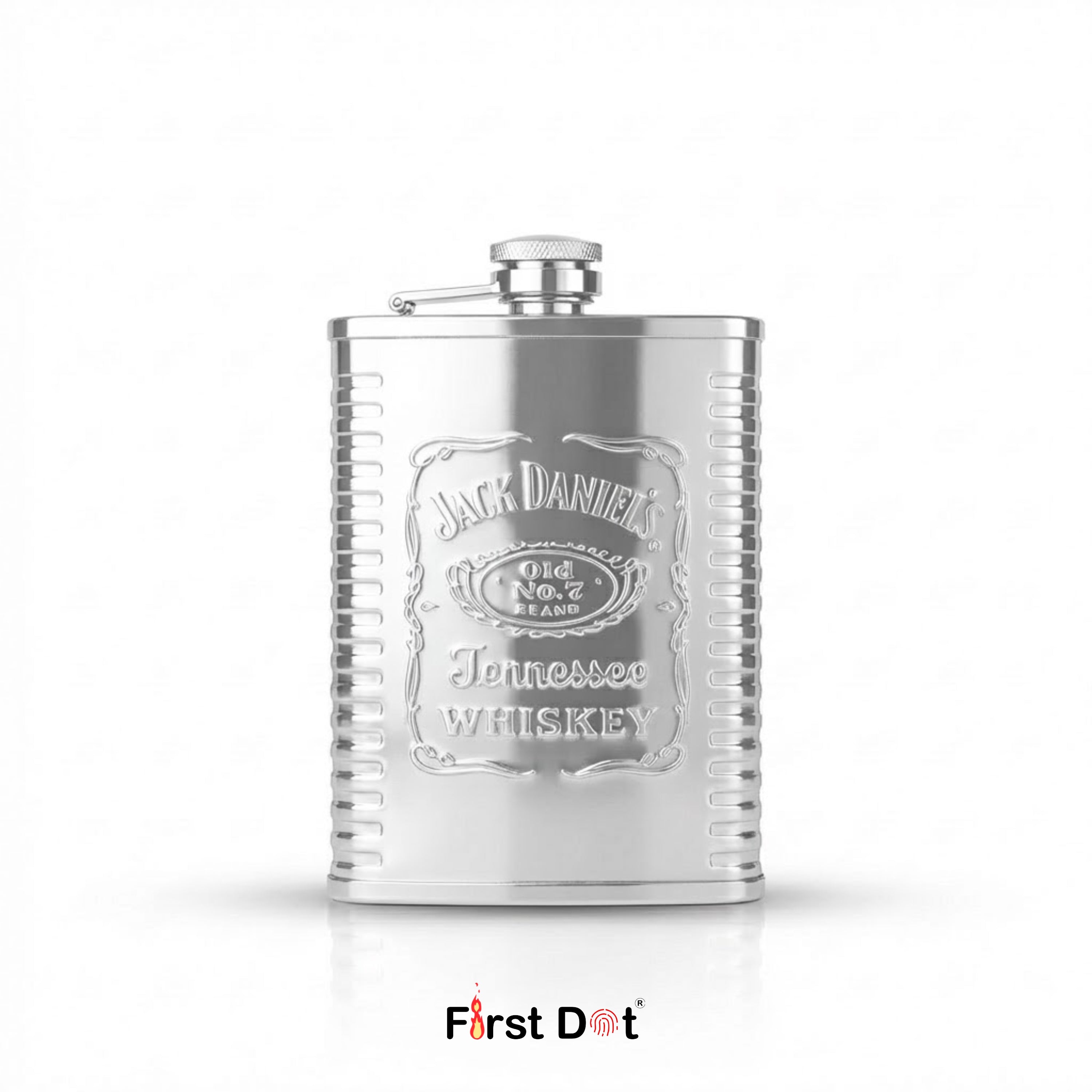 Stainless Steel Hip Flask with Embossed | Ribbed Grip Pocket Flask 8oz