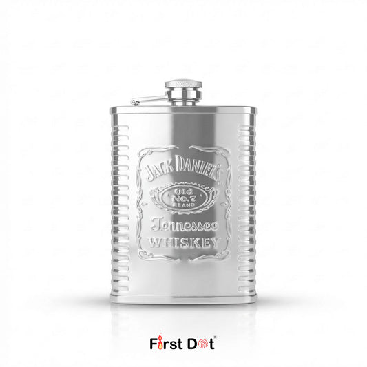 Stainless Steel Hip Flask with Embossed | Ribbed Grip Pocket Flask 8oz