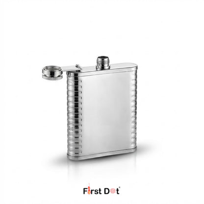 Stainless Steel Hip Flask with Embossed | Ribbed Grip Pocket Flask 8oz