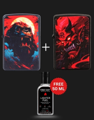 Combo of 2 Street Graphic Cigarette Lighters | Premium Box + Free 50ml Fuel
