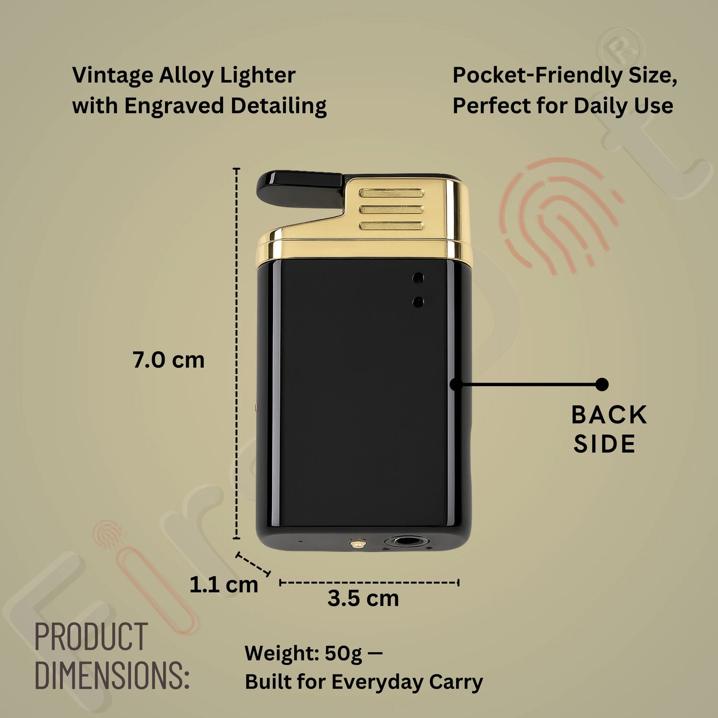 Striped Jet Flame Luxury Watch Lighter for Men - Black