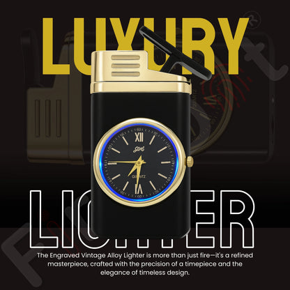Striped Jet Flame Luxury Watch Lighter for Men - Black