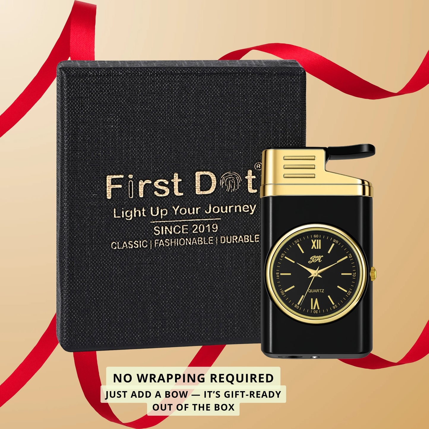 Striped Jet Flame Luxury Watch Lighter for Men - Black