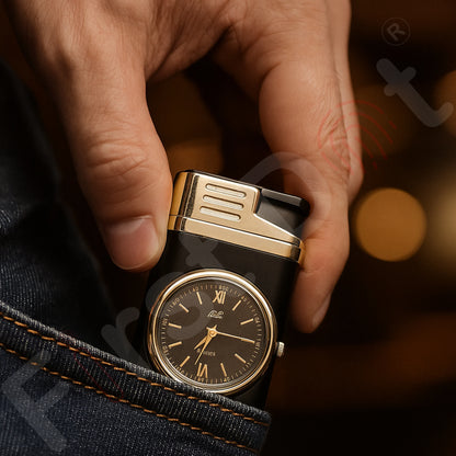 Striped Jet Flame Luxury Watch Lighter for Men - Black