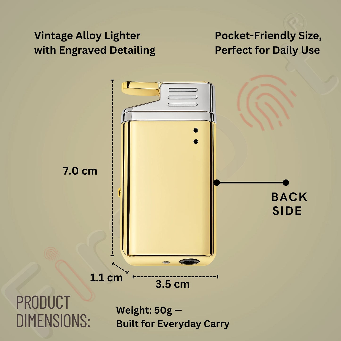 Striped Jet Flame Luxury Watch Lighter for Men - Gold
