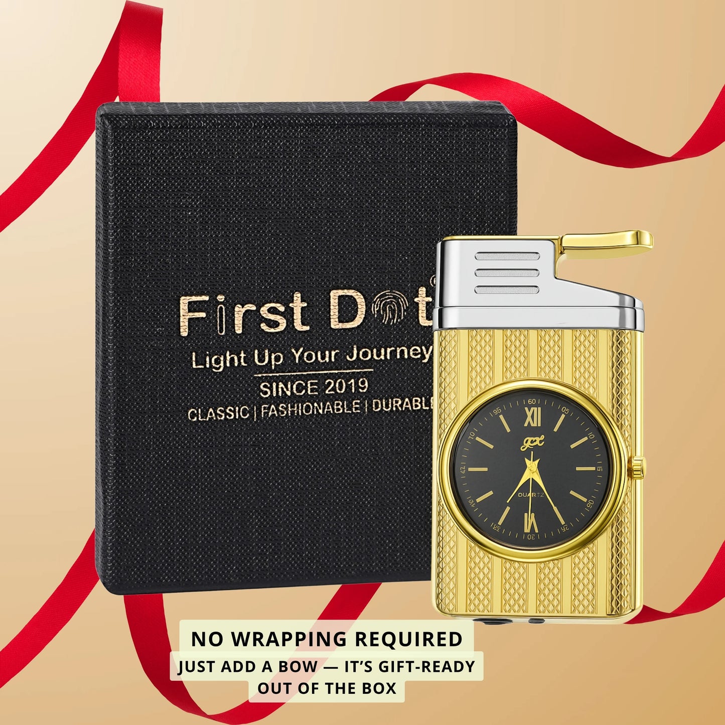 Striped Jet Flame Luxury Watch Lighter for Men - Gold