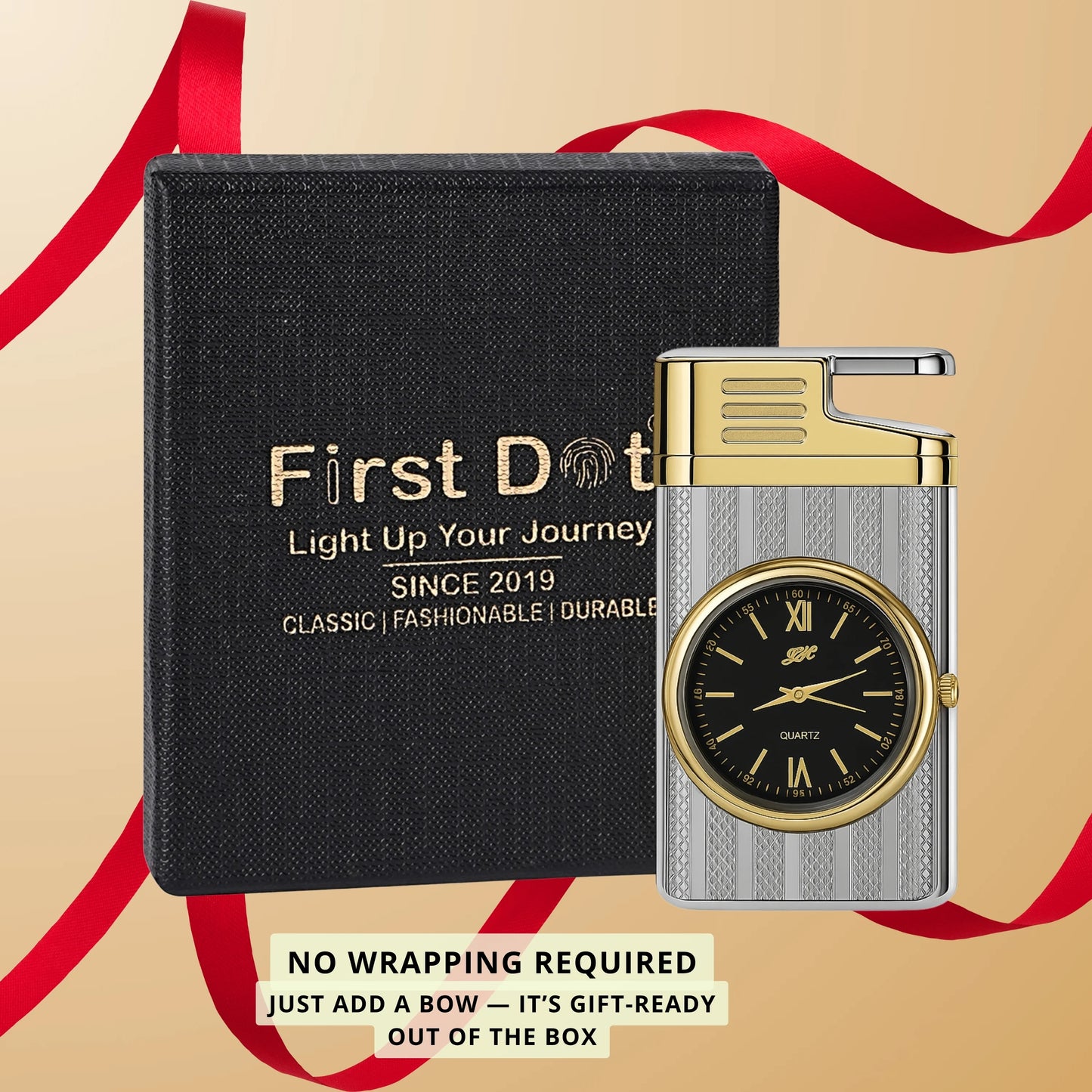 Striped Jet Flame Luxury Watch Lighter for Men - Silver
