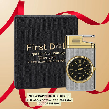 Striped Jet Flame Luxury Watch Lighter for Men - Silver