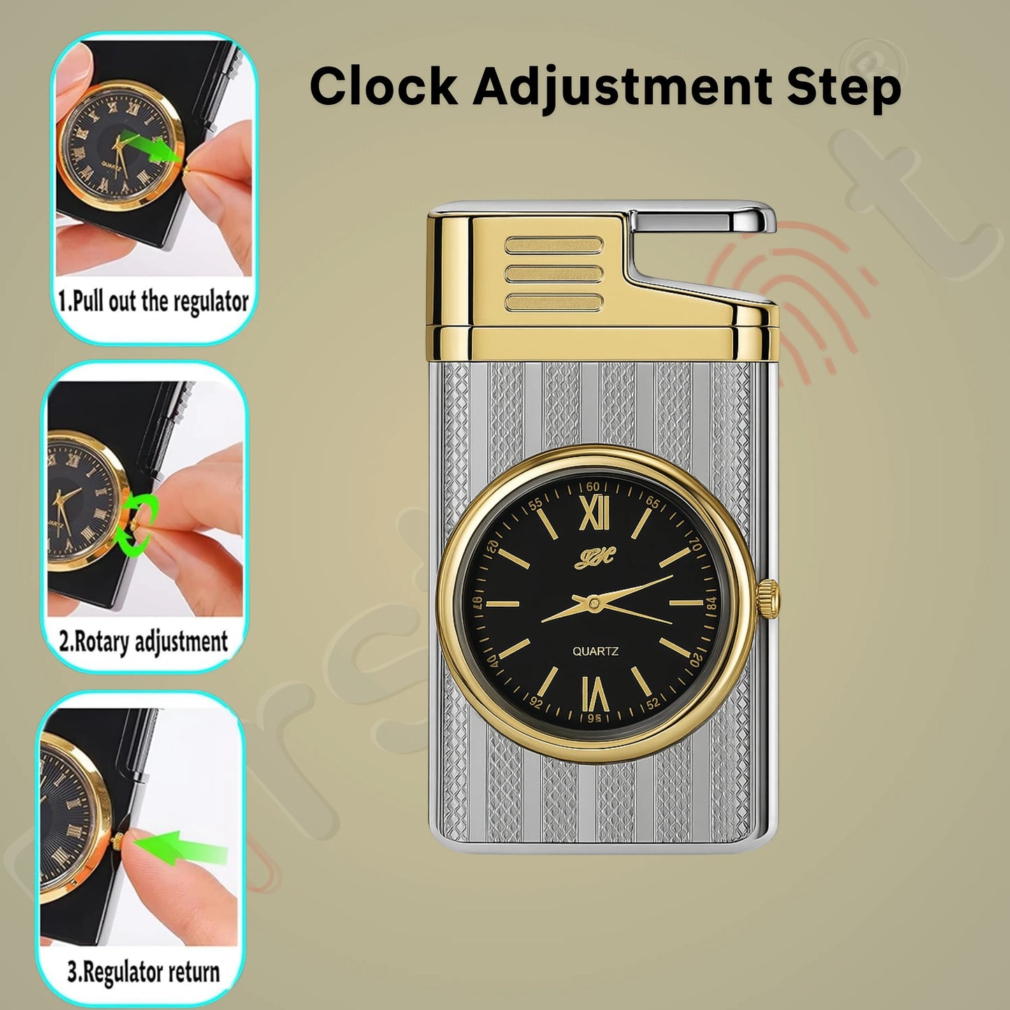 Striped Jet Flame Luxury Watch Lighter for Men - Silver