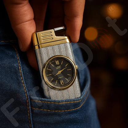 Striped Jet Flame Luxury Watch Lighter for Men - Silver