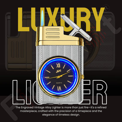 Striped Jet Flame Luxury Watch Lighter for Men - Silver