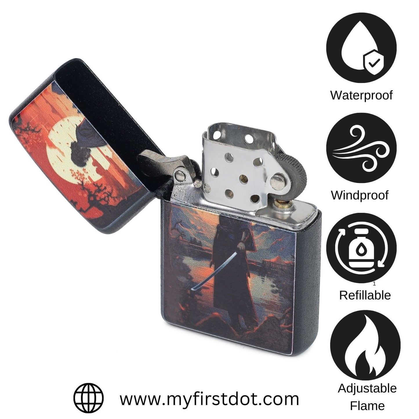 Sun Walking Samurai Windproof Lighter Gift for Men Pocket Lighter | First Dot