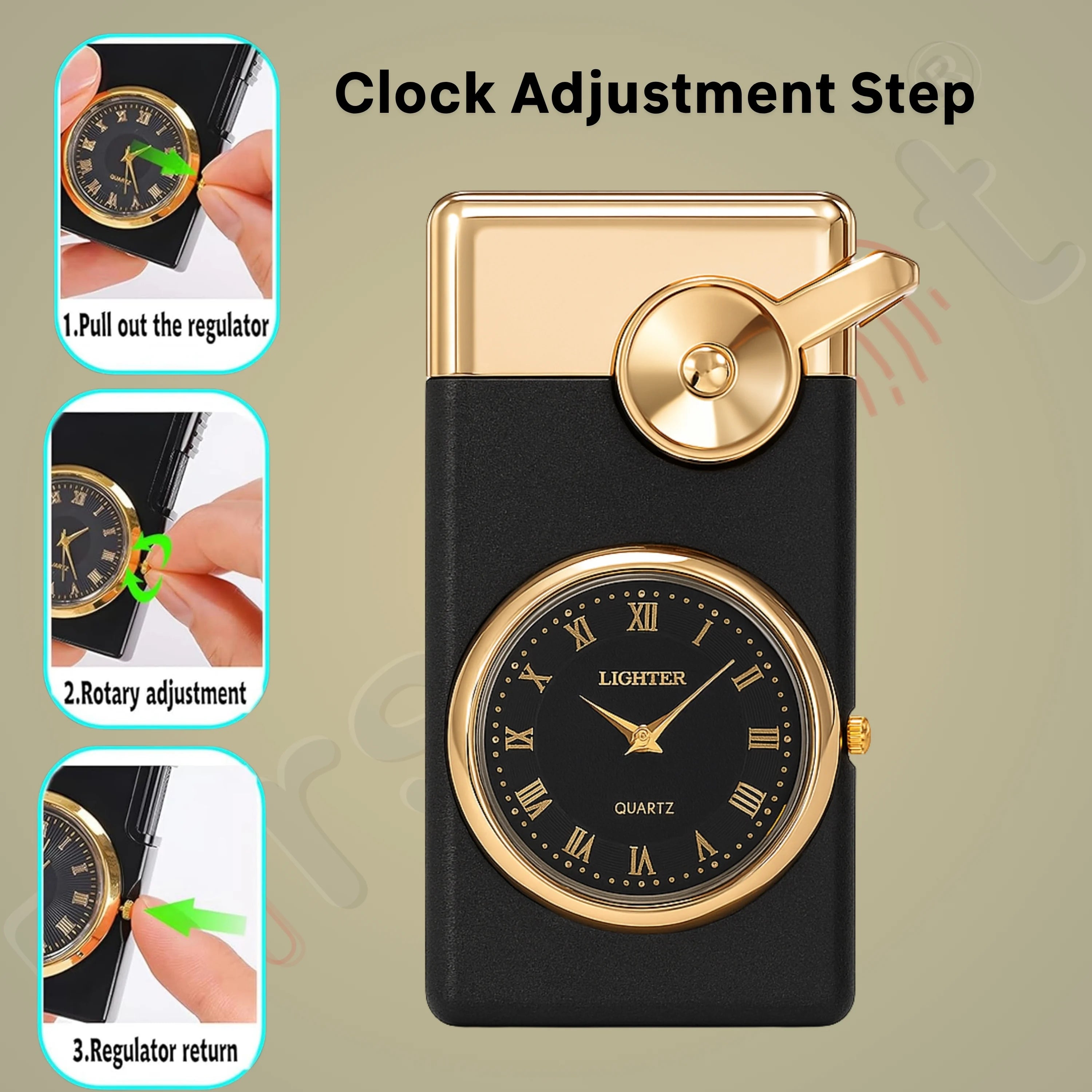 Swing Arm Luxury Retro Watch Lighter for Men - Black