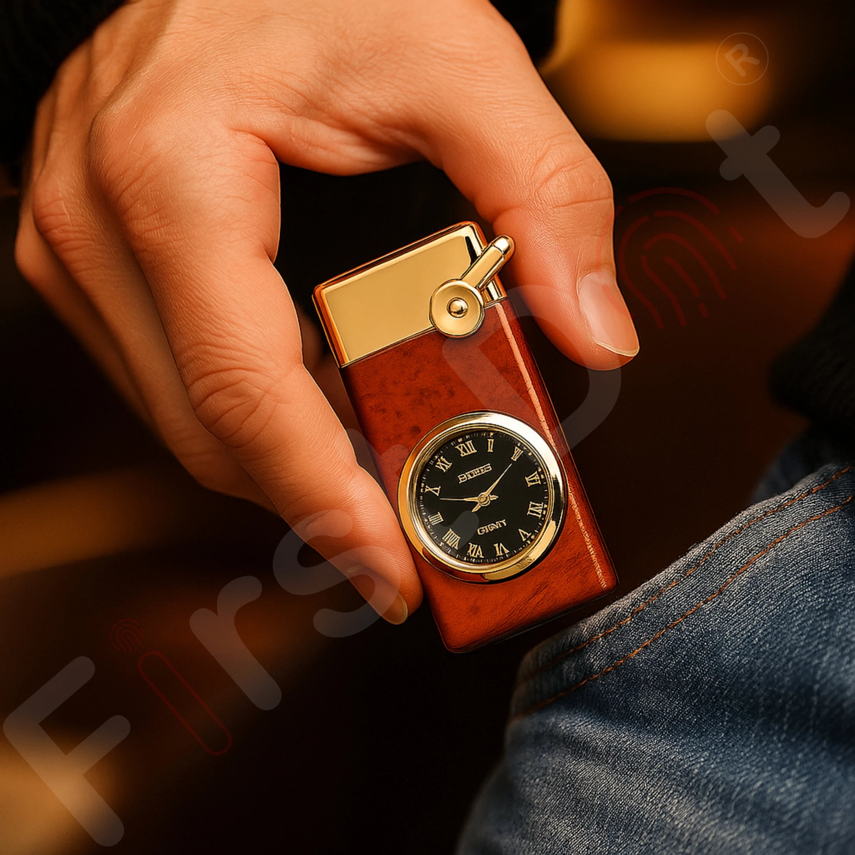 Swing Arm Luxury Retro Watch Lighter for Men - Brown