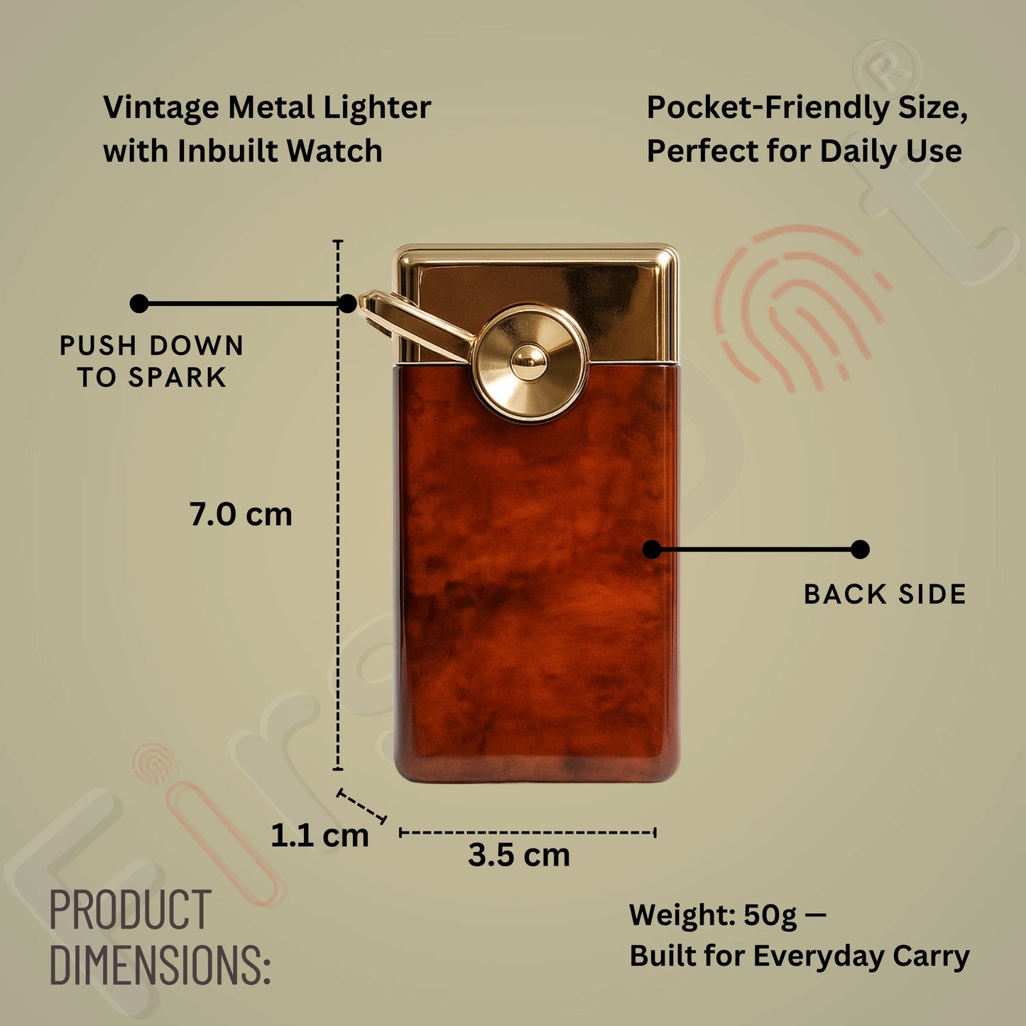 Swing Arm Luxury Retro Watch Lighter for Men - Brown