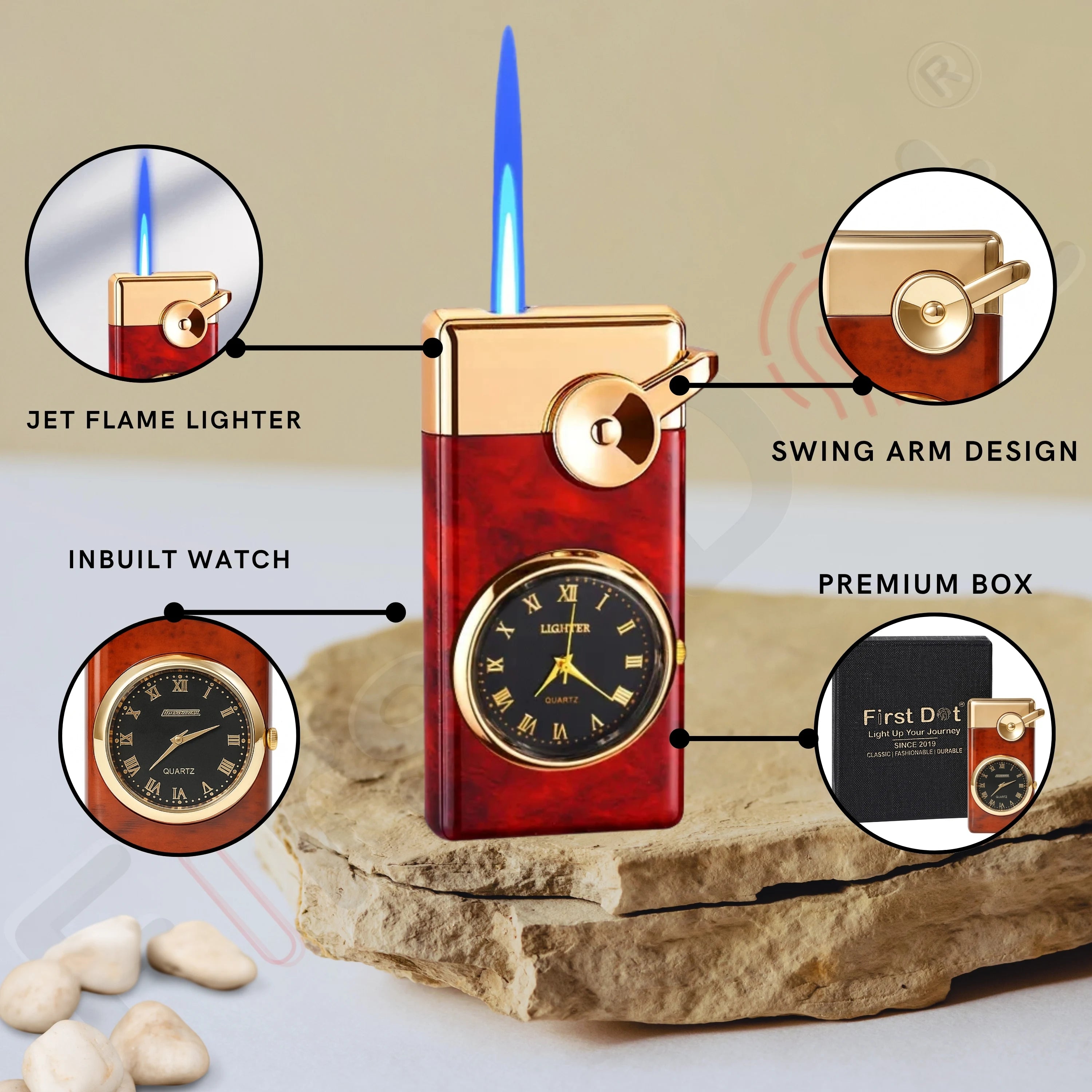 Swing Arm Luxury Retro Watch Lighter for Men - Brown