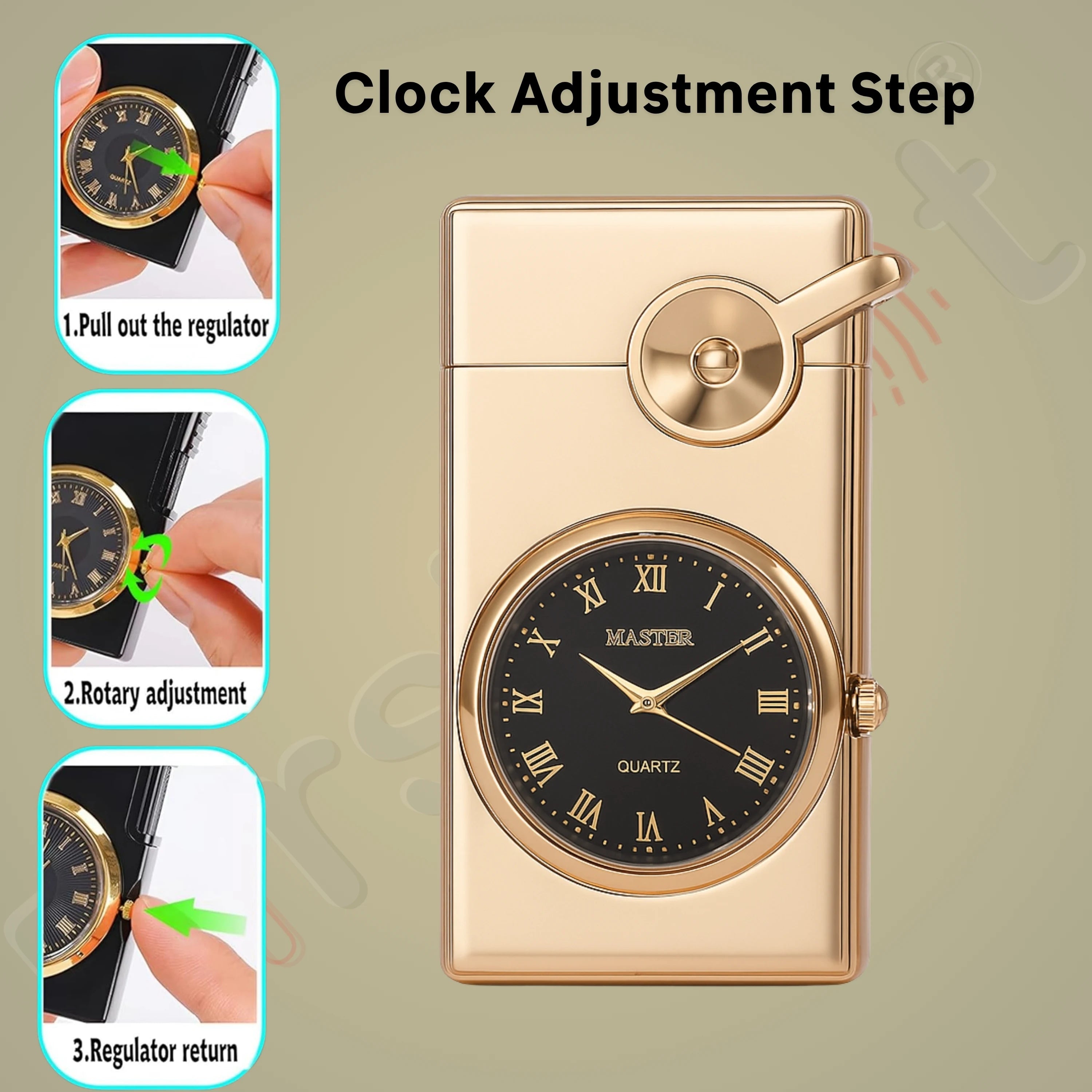 Swing Arm Luxury Retro Watch Lighter for Men - Gold