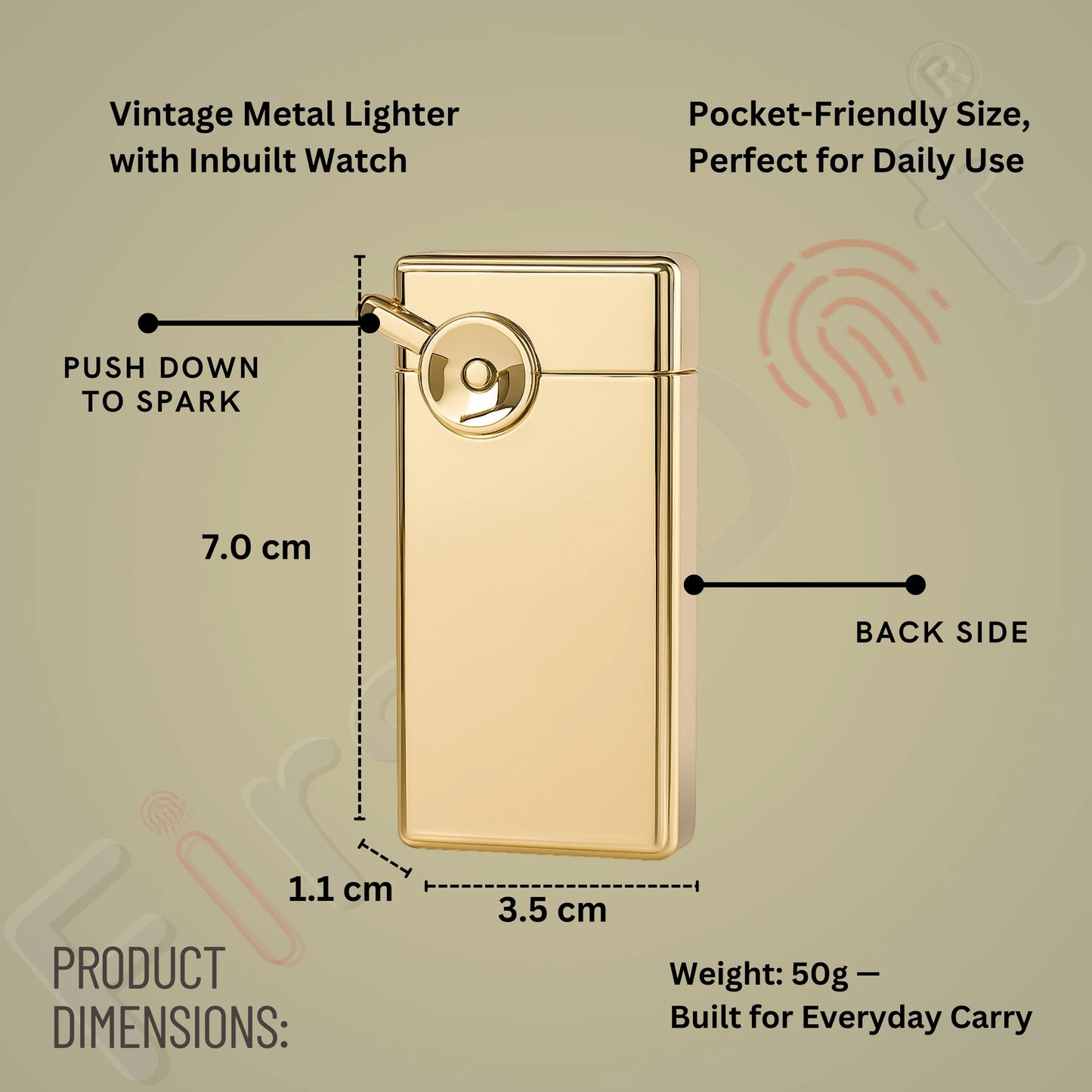 Swing Arm Luxury Retro Watch Lighter for Men - Gold