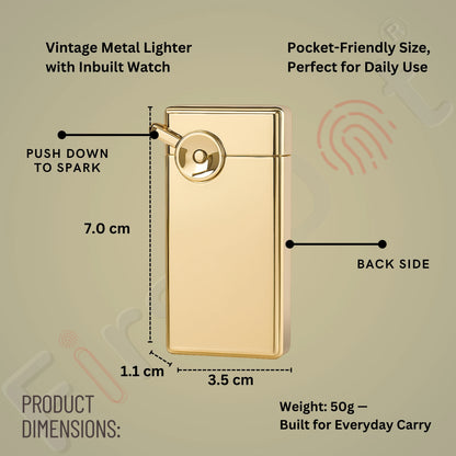 Swing Arm Luxury Retro Watch Lighter for Men - Gold