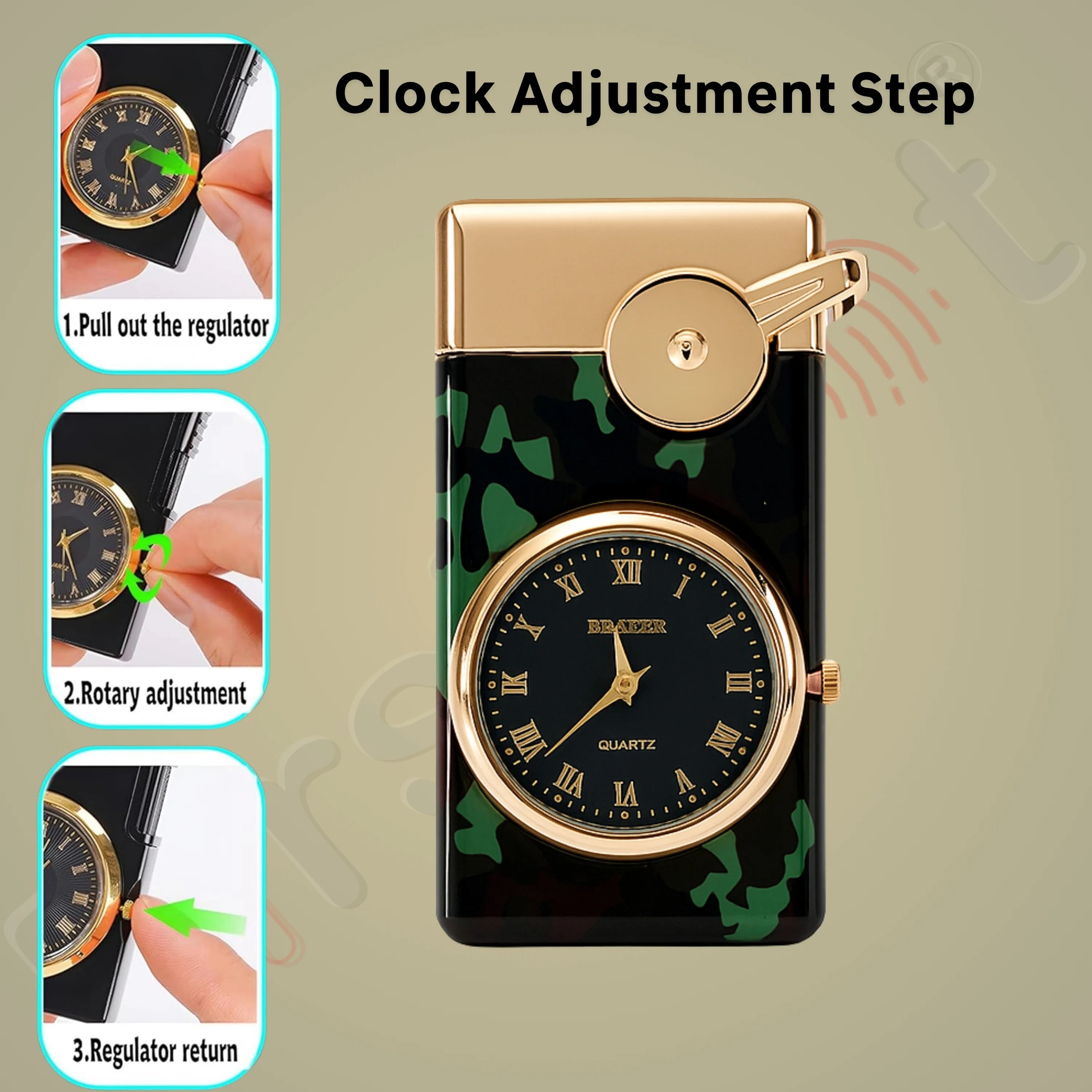 Swing Arm Luxury Retro Watch Lighter for Men - Green