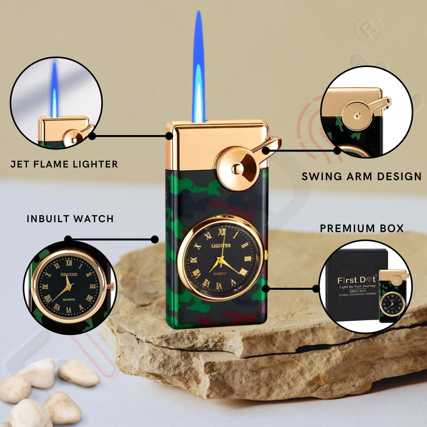Swing Arm Luxury Retro Watch Lighter for Men - Green