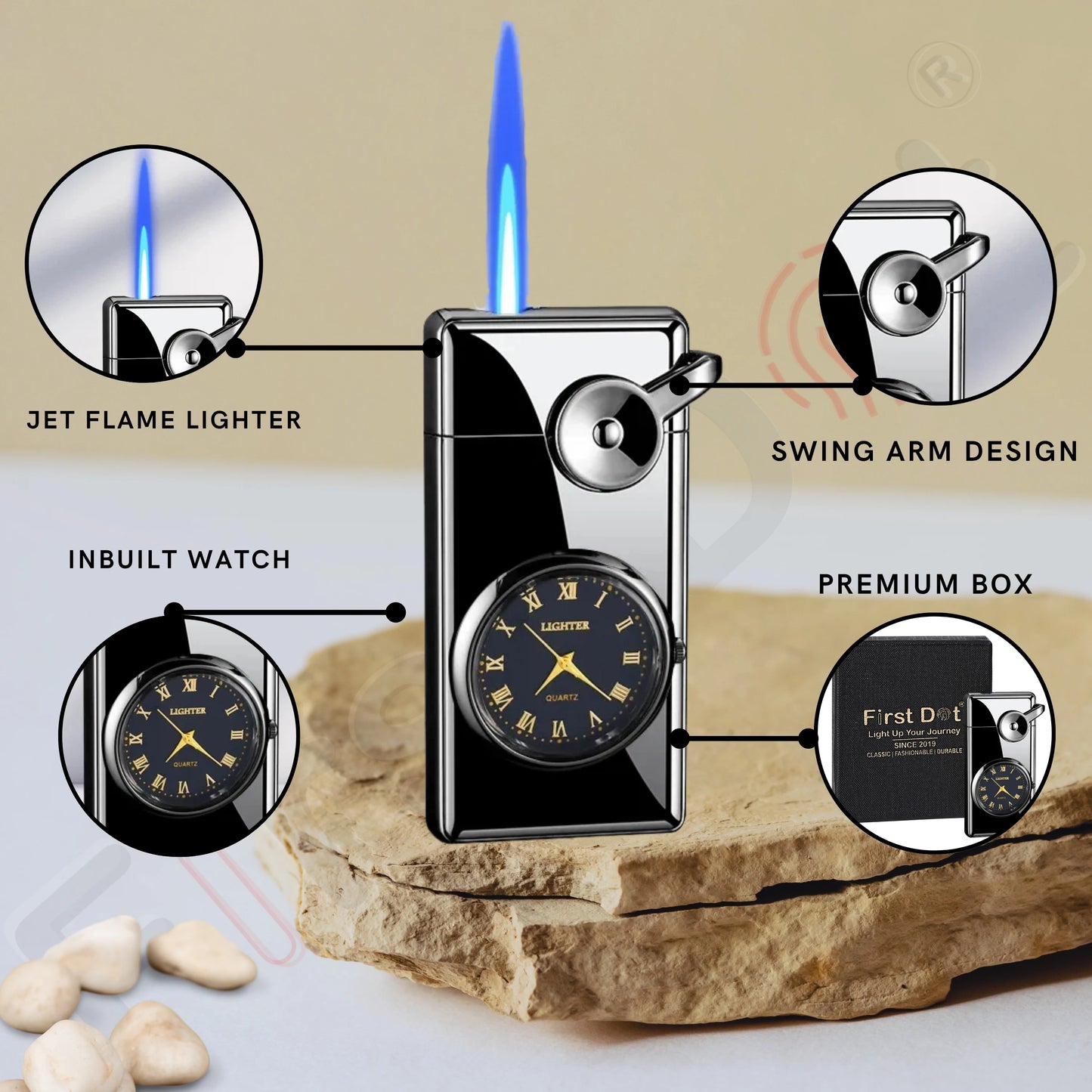Swing Arm Luxury Retro Watch Lighter for Men - Grey