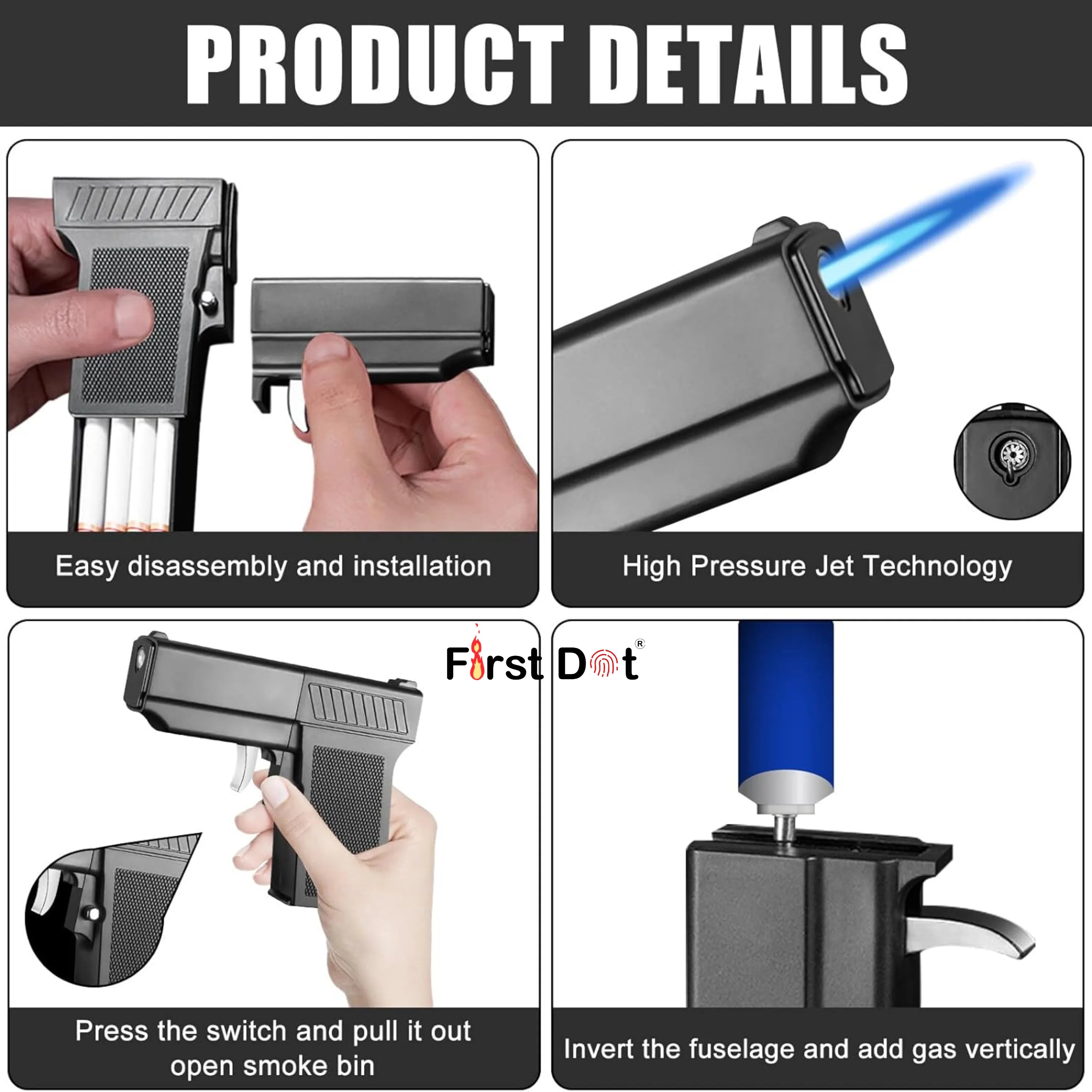 Tactical Drop-Case Gun Lighter – 10 Slot Cigarette Holder